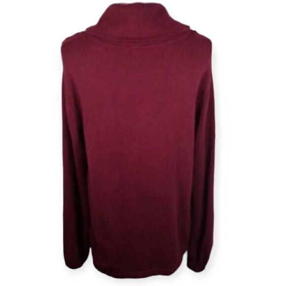CABLE & GAUGE BURGUNDY COWL-NECK PULLOVER W/POUCH POCKET SZ.M EUC. - Picture 3 of 5